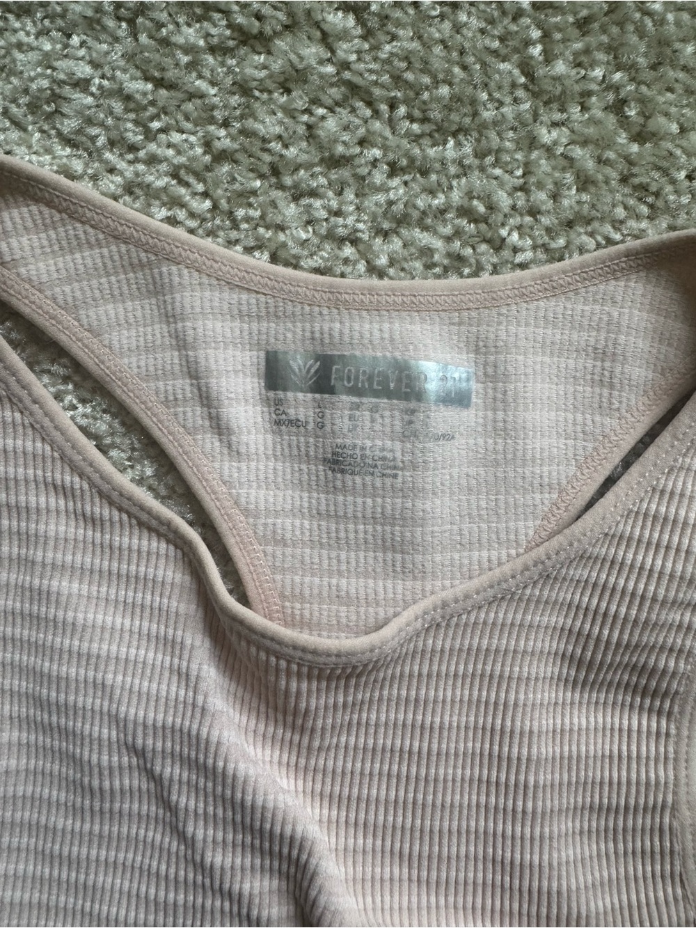 Forever 21 Ribbed Racerback Crop Tank Top - Light Pink - Picture 2 of 2